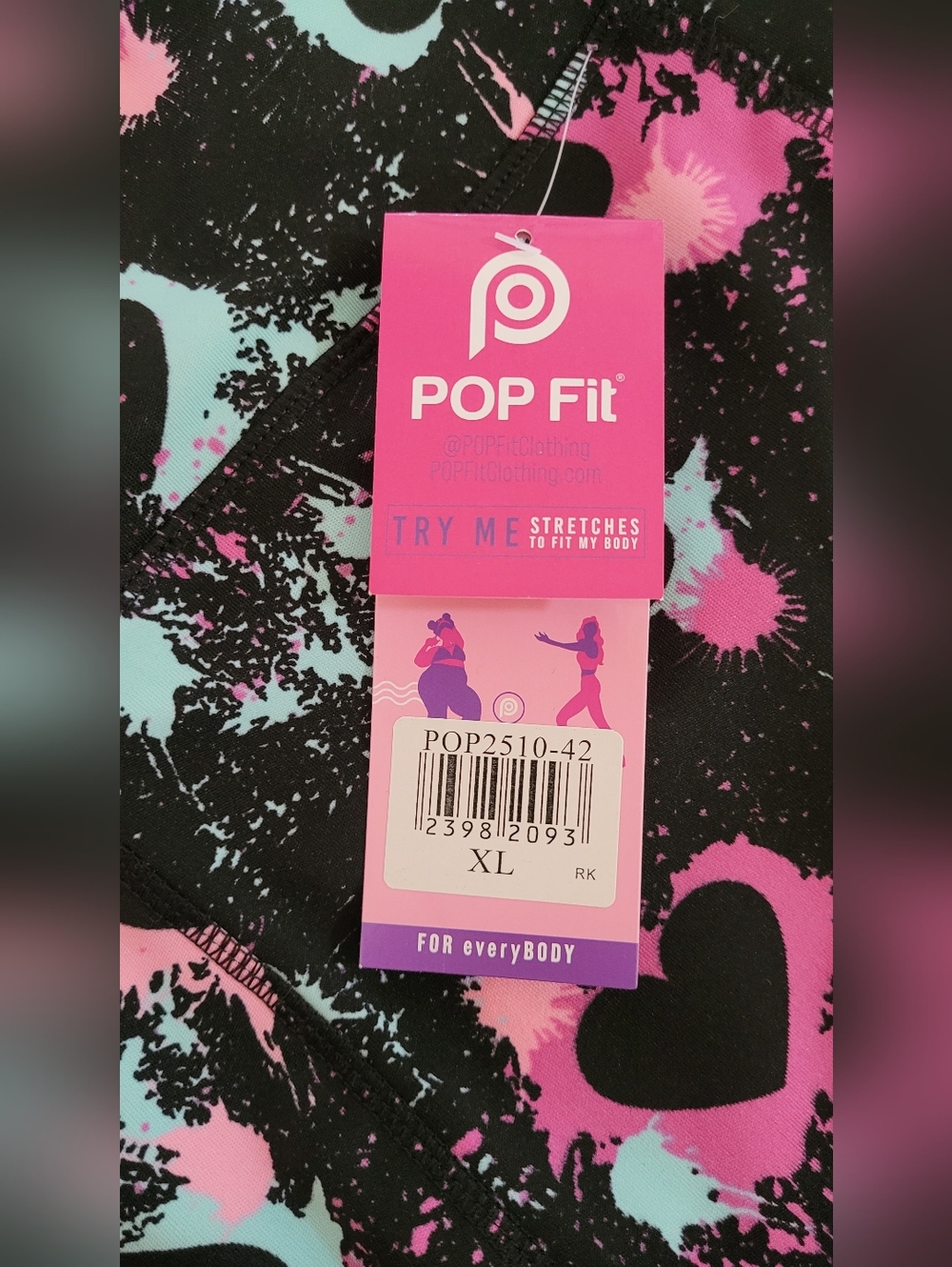 NWT | POP Fit Pixie Leggings Heart Multicolored Paint Splatter - Picture 4 of 15